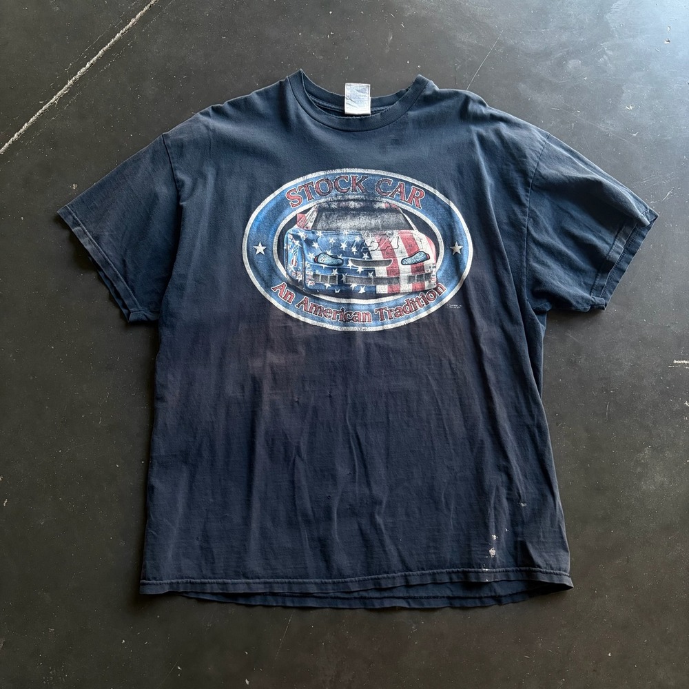Vintage Tennessee River Stock Car American Tradition USA Flag T-Shirt Navy 2XL